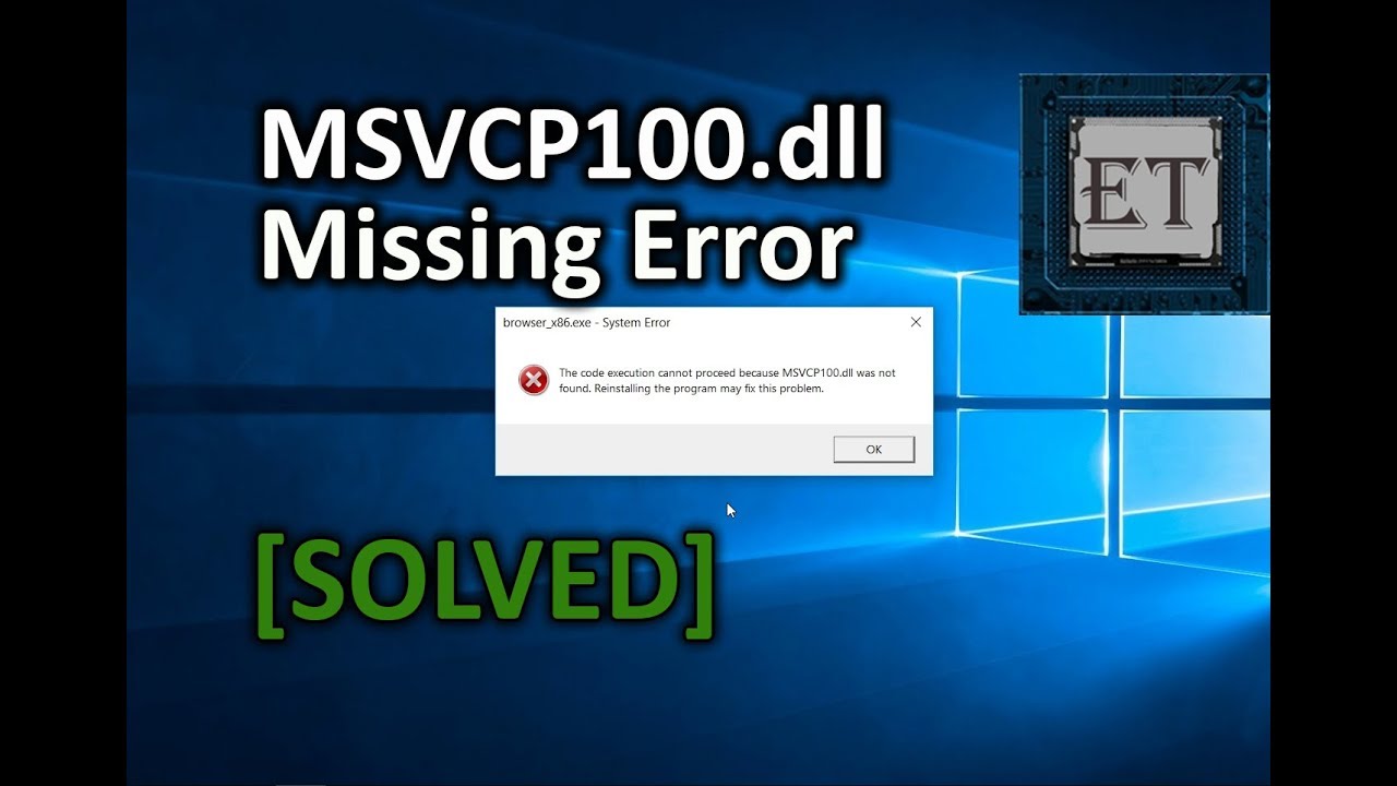 msvcr100 dll missing windows 10
